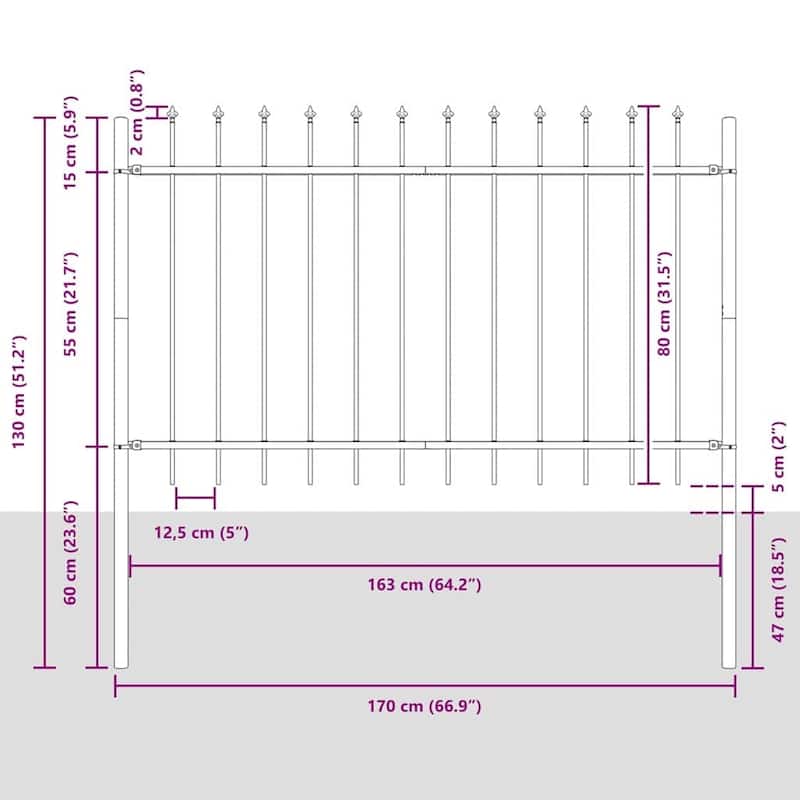 vidaXL Garden Fence Grey Powder-coated Steel