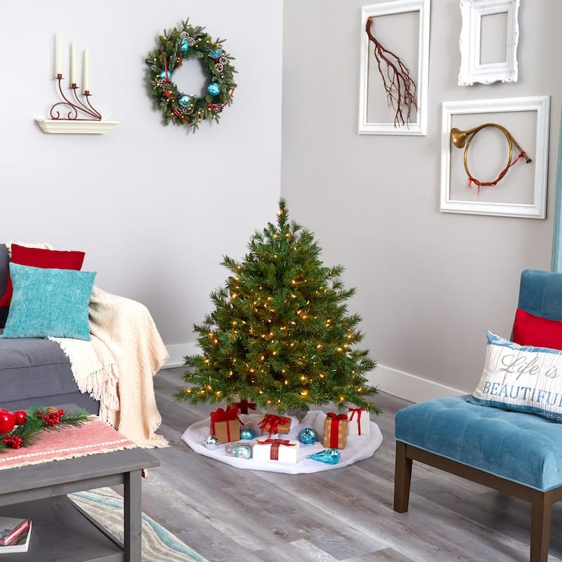4ft. Mixed Pine Artificial Christmas Tree with 250 Clear Lights and 462 Bendable Branches - Perfect Entryway Accent