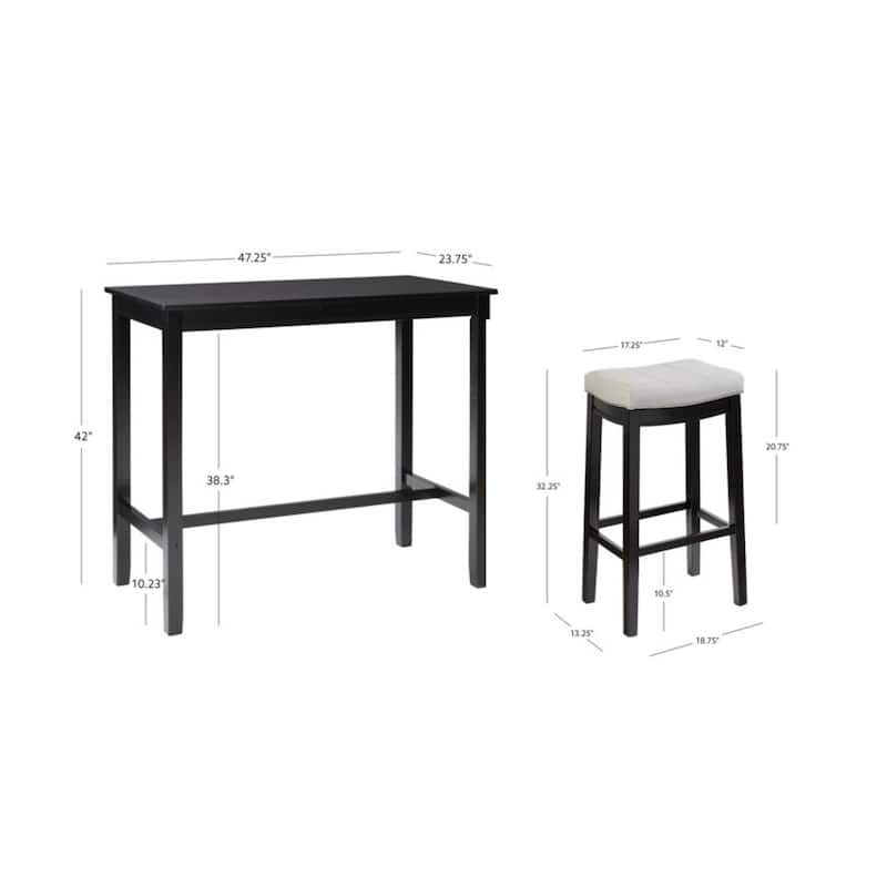 3-Piece Bar Table and Stool Set- 47.25" - Black and Gray