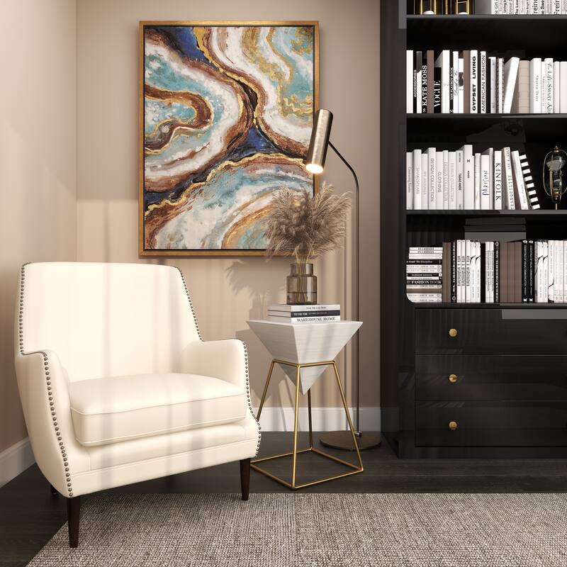 Minimalist Wood Inverted Pyramid Geometric Accent Table with Metal Stand - White or Black