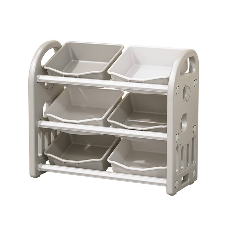 Kids Toy Storage Organizer with 6 Bins, Nursery Organizer Kids Furniture Set Toy Storage Cabinet Unit with HDPE Shelf and Bins