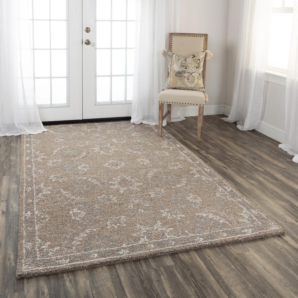 Alora Decor Peace Beige and Cream Geometric Hand-tufted Wool Rug
