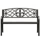 preview thumbnail 2 of 5, Outdoor Garden Patio Steel Park Bench Lawn Decor with Cast Iron Unique Design Back, Black Seating Bench for Yard, Patio, Garden
