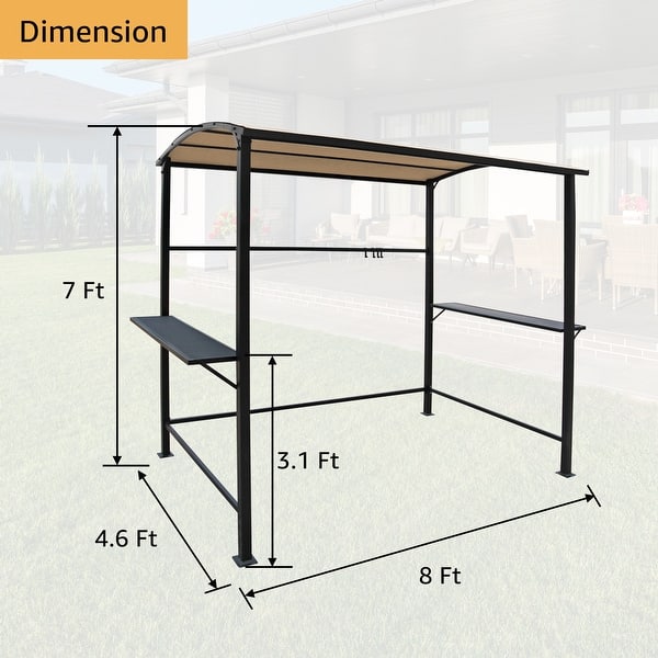 dimension image slide 2 of 3, Outdoor Steel Frame Grill Gazebo Canopy Barbecue Shelter
