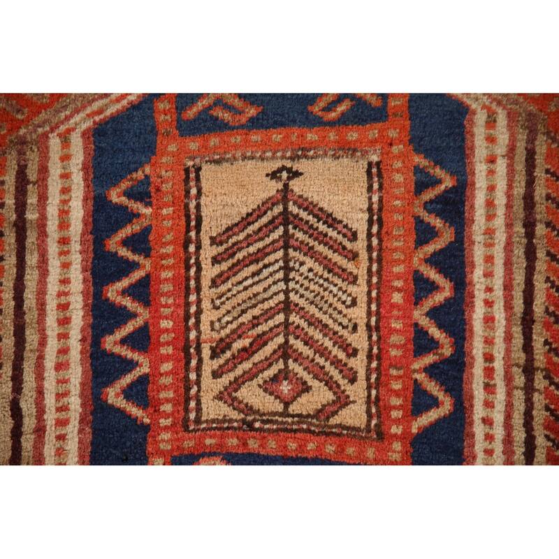 Vegetable Dye Orange Ardebil Persian Runner Rug Handmade Wool Carpet - 4'2"x 10'8"