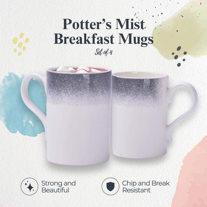 Portmeirion Set of 4 Potters Mist Breakfast Mugs