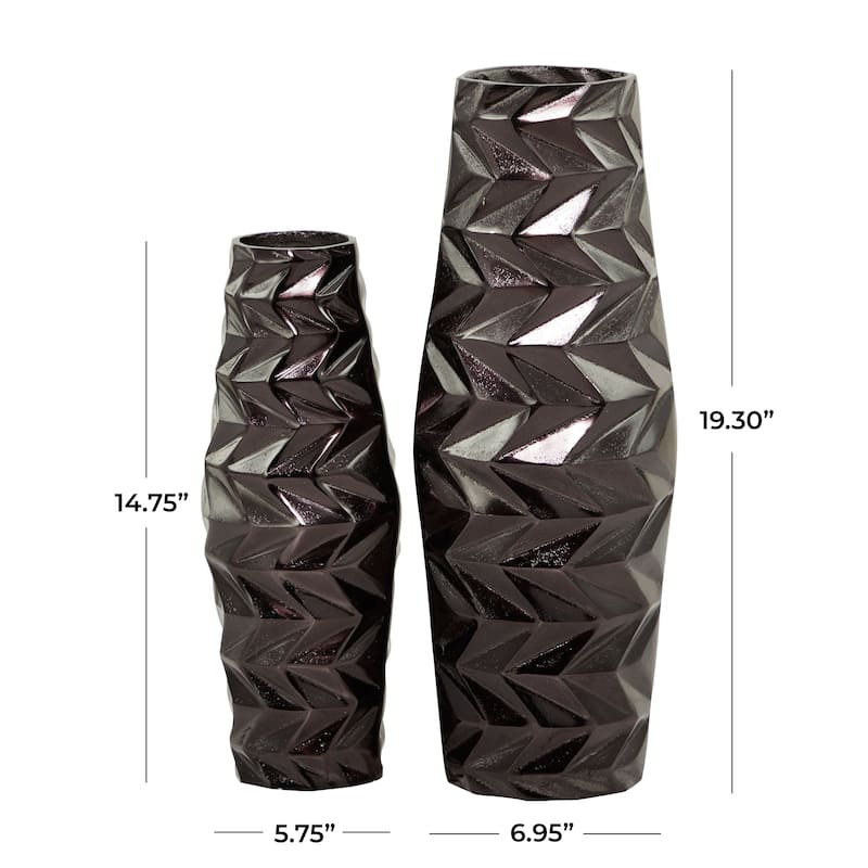 Modern Aluminum Metal Geometric Vase (Set of 2) - Silver, Gold, Black