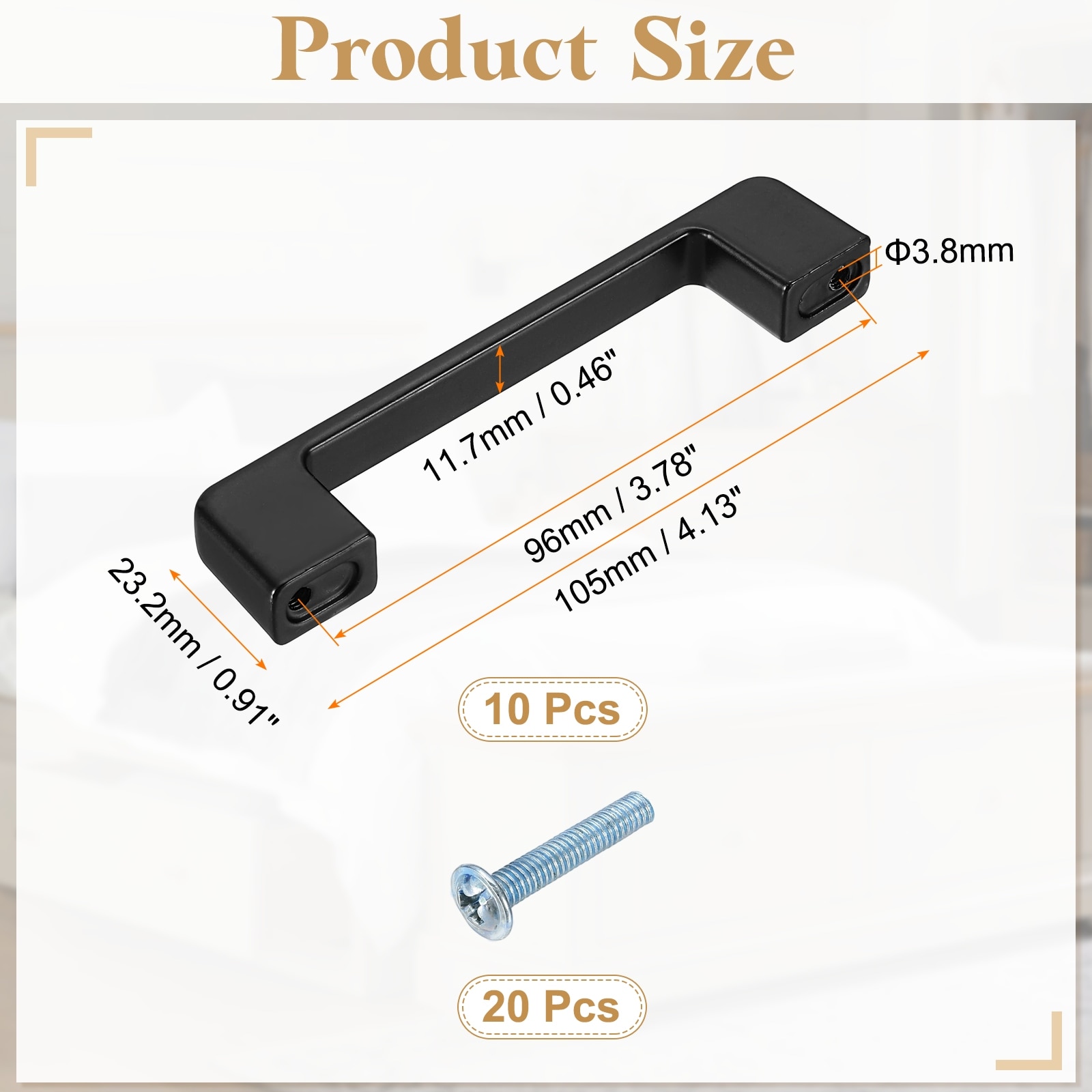 Kitchen Cabinet Handles, Aluminum Alloy Hole Center Wide Base Cabinet Pulls Drawer Handle Hardware - Black