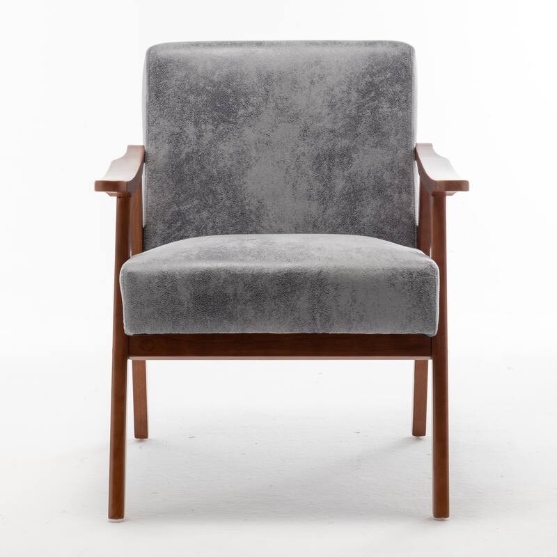 Fabric Mid-Century Accent Chair with Solid Wood Frame Wingback Chair (300lb Capacity)