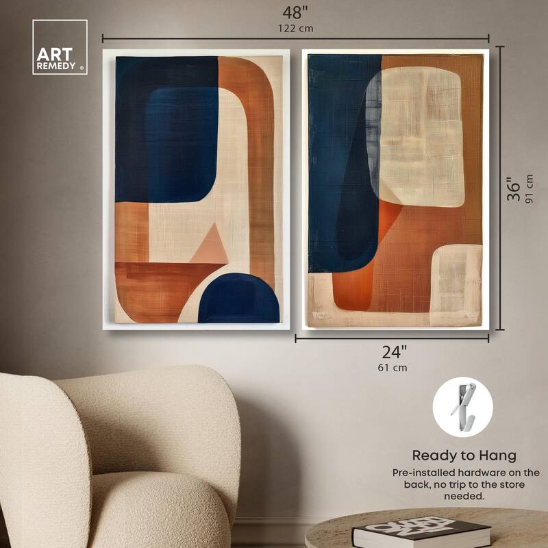 Blue Cream Set Canvas Set of 2 by Art Remedy, Gallery Wrapped