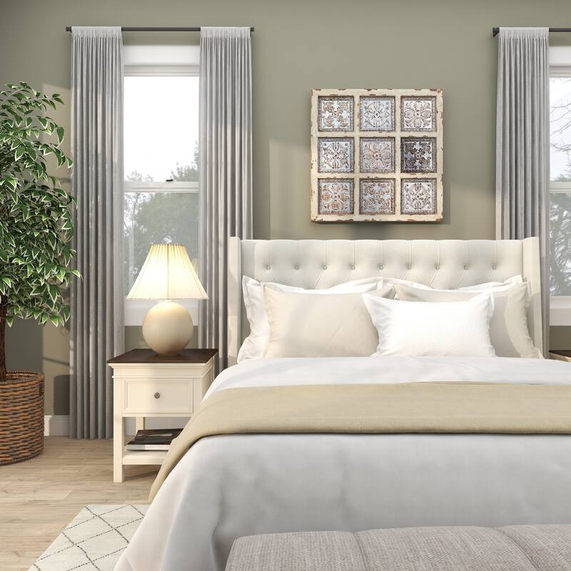 White Metal Scroll Home Wall Decor with Embossed Details