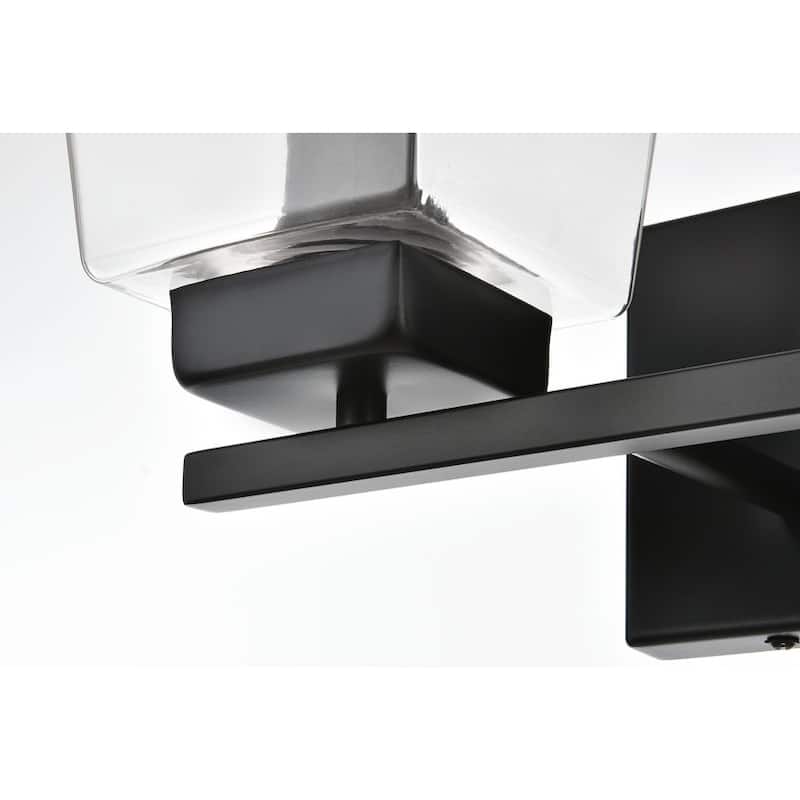 Merlin 1 Light Black and Clear Bath Sconce