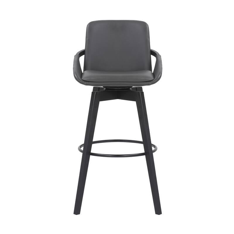 Fabric Swivel Bar Stool with Arms, Full Back and Iron Footrest Frame