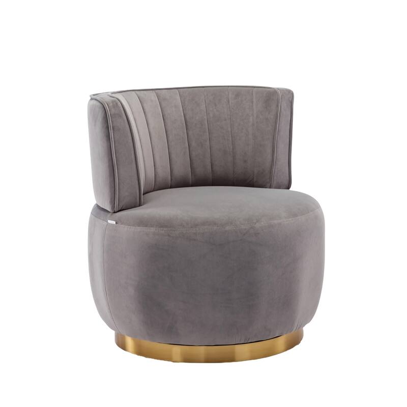 HOMEFUN Velvet Upholstered 360 Degree Swivel Armless Round Barrel Chairs