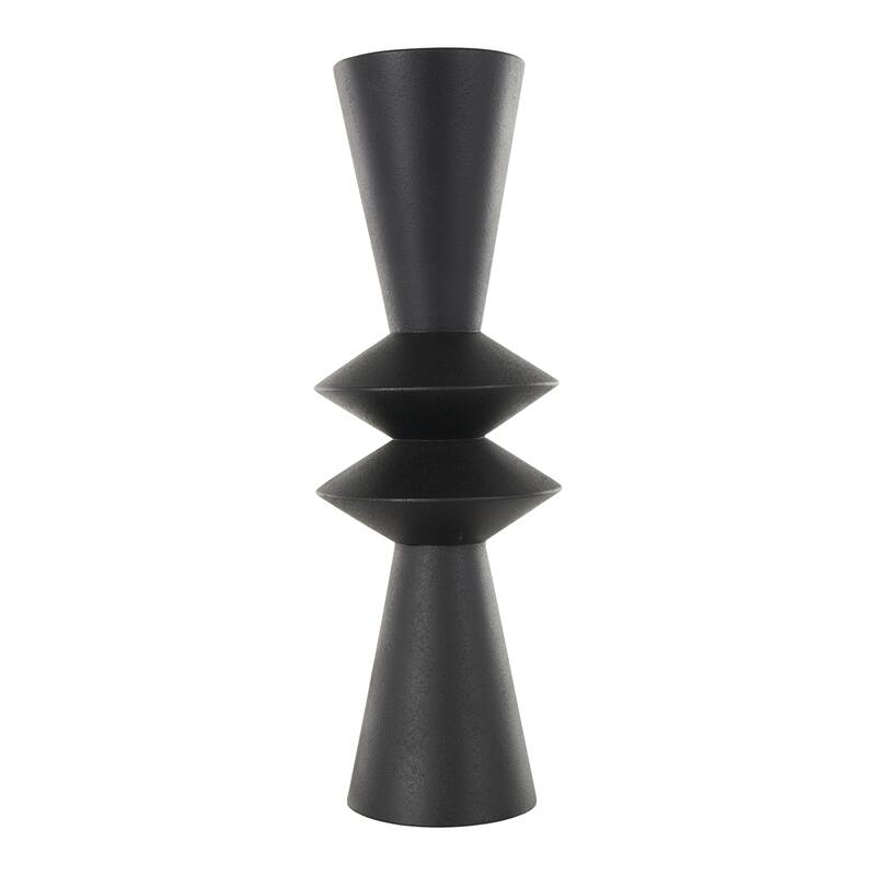 Black Metal Art Deco Fluted Decorative Vase