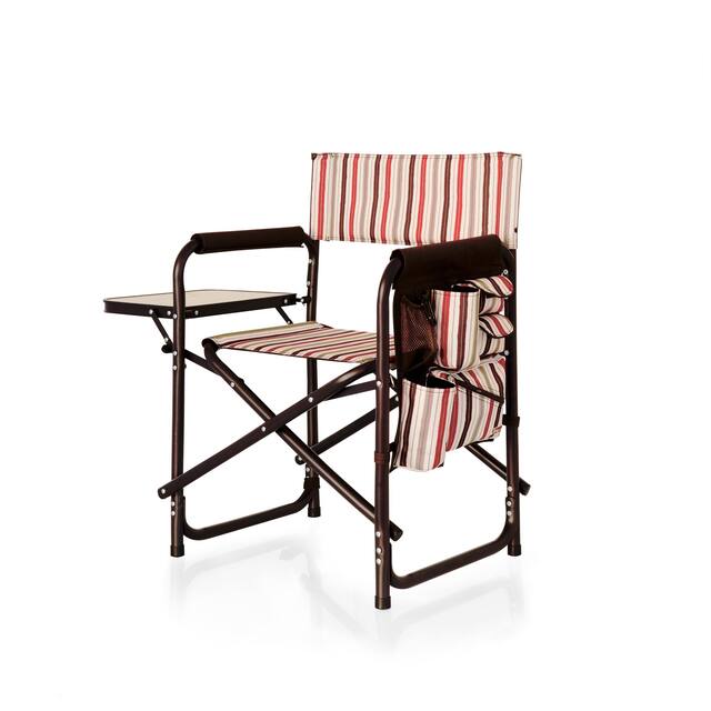 Picnic Time Folding Sports Chair with Side Table - Brown