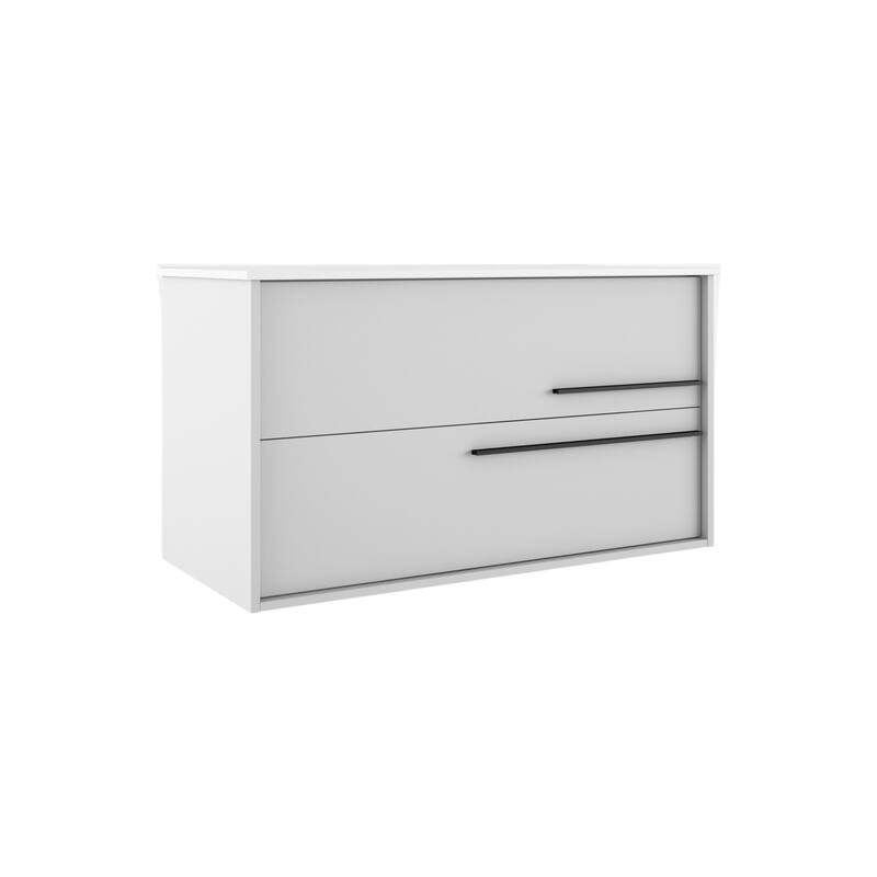 HomeRoots 40" Off White Wood Floating Bathroom Vanity With White Sink And Two Drawers - 40.00 in. x 24.60 in. x 21.60 in.