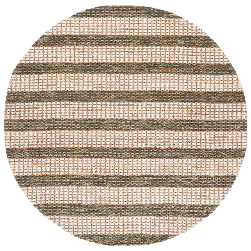 Martha Stewart by SAFAVIEH Handmade Halldis Jute Rug - 6' Round - Natural/Green