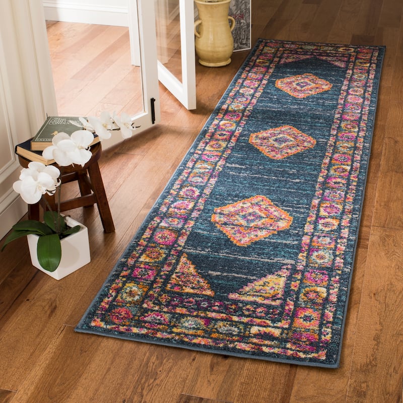 SAFAVIEH Madison Matxalen Vintage Boho Oriental Rug - 2'3" x 8' Runner - Blue/Fuchsia - Runner