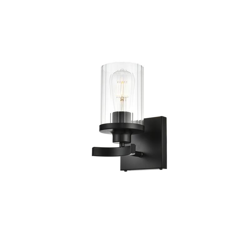 Silvia 1 Light Black and Clear Bath Sconce