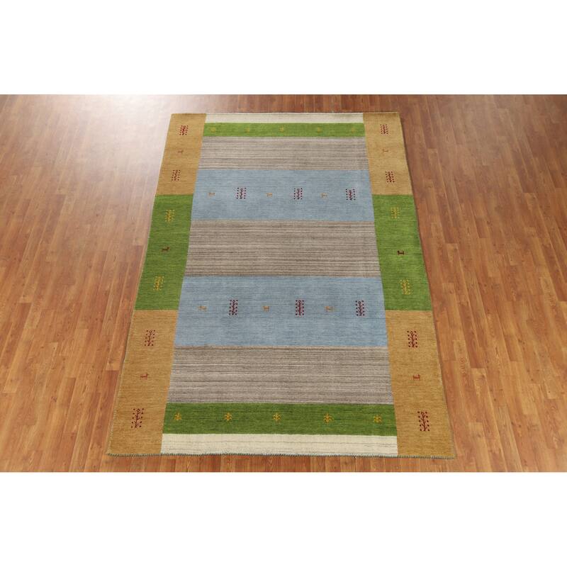 Hand Knotted Oriental 100% Wool Carpet Tribal Animal Pictorial Multi-Colored Gabbeh Area Rug - 9' 10'' X 6' 5''