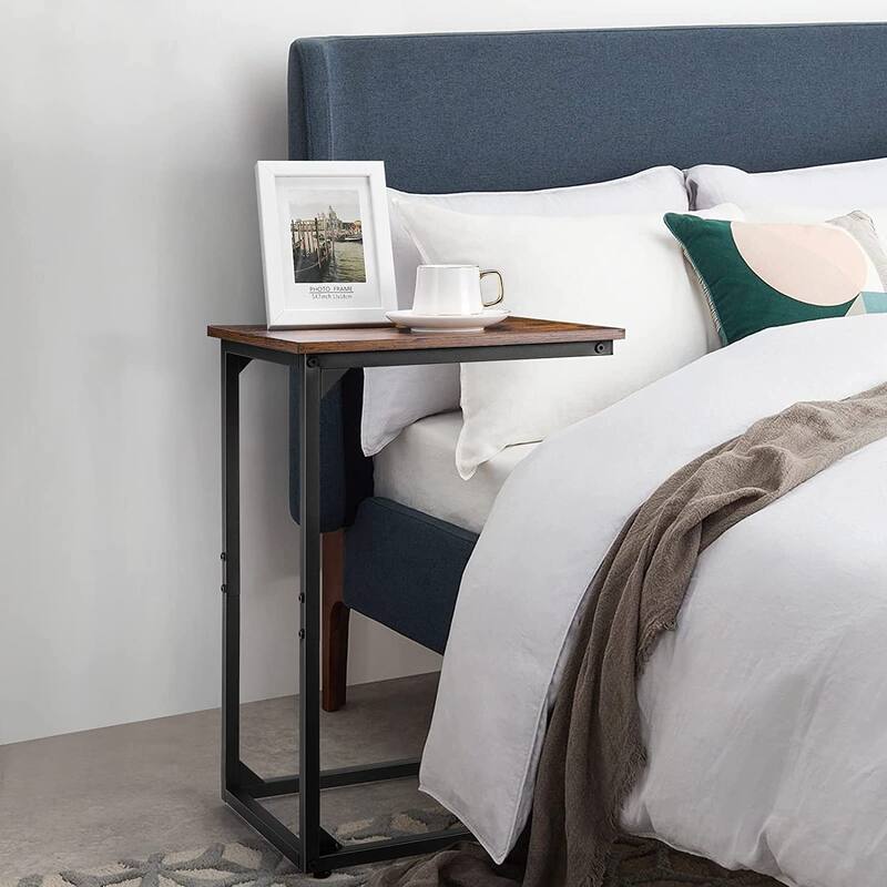 C Shaped Side Table Set of 2, C Table for Sofa, Couch Table End Table Slide Under, Snack Side Table for Living Room