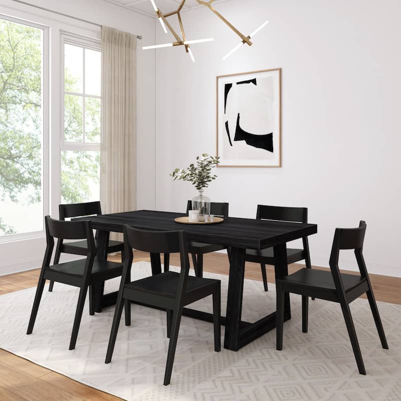 Plank and Beam 72" Classic Solid Wood Table and Chairs Dining Set
