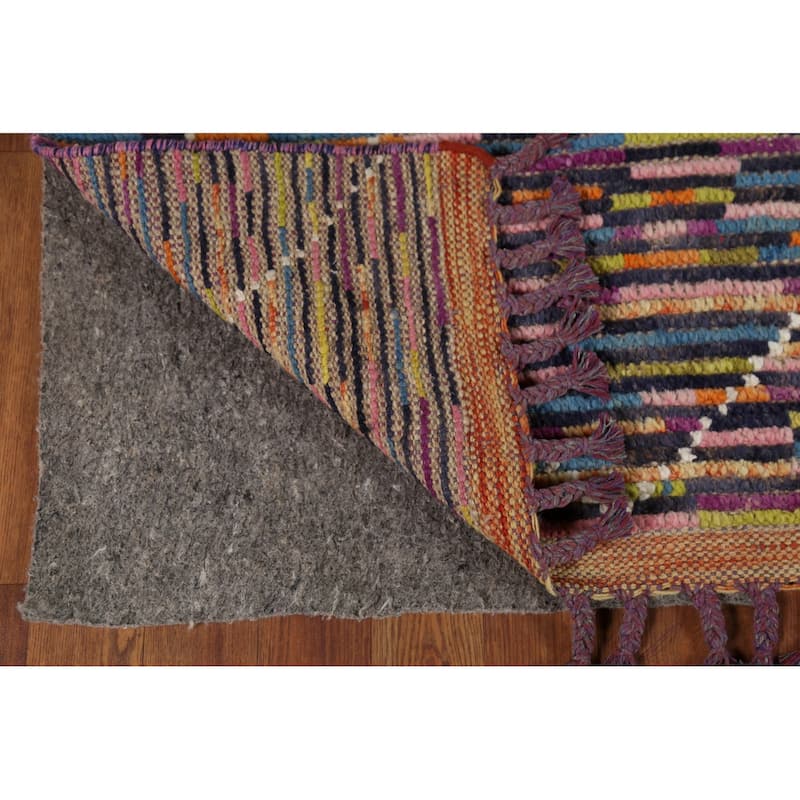 Colorful Trellis Moroccan Area Rug Hand-Knotted Wool Carpet - 6'1"x 9'3"