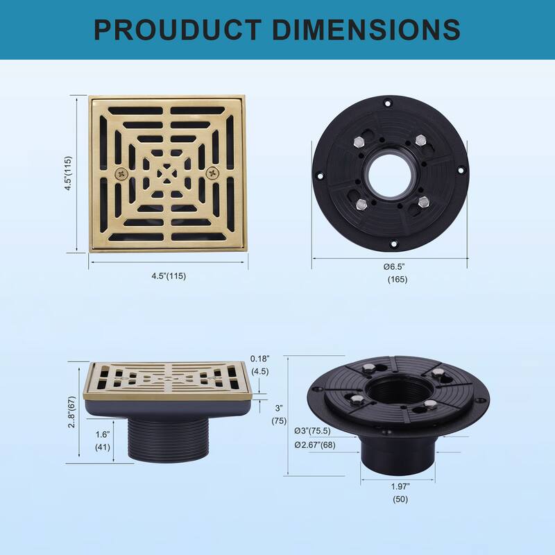 WOWOW 4.5 in. Floor Drain with Square Screw-Tite Strainer
