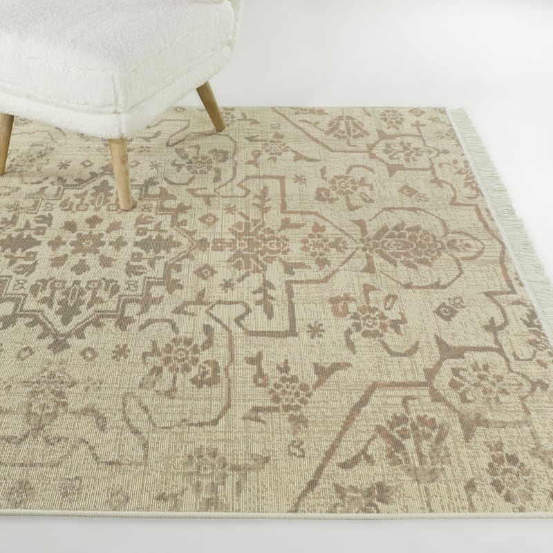Caldera Vintage Traditional Recycled Area Rug - 7'10" x 10' - Cream - Rectangle