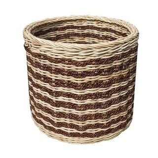 Abaca Stripe Round Storage Basket