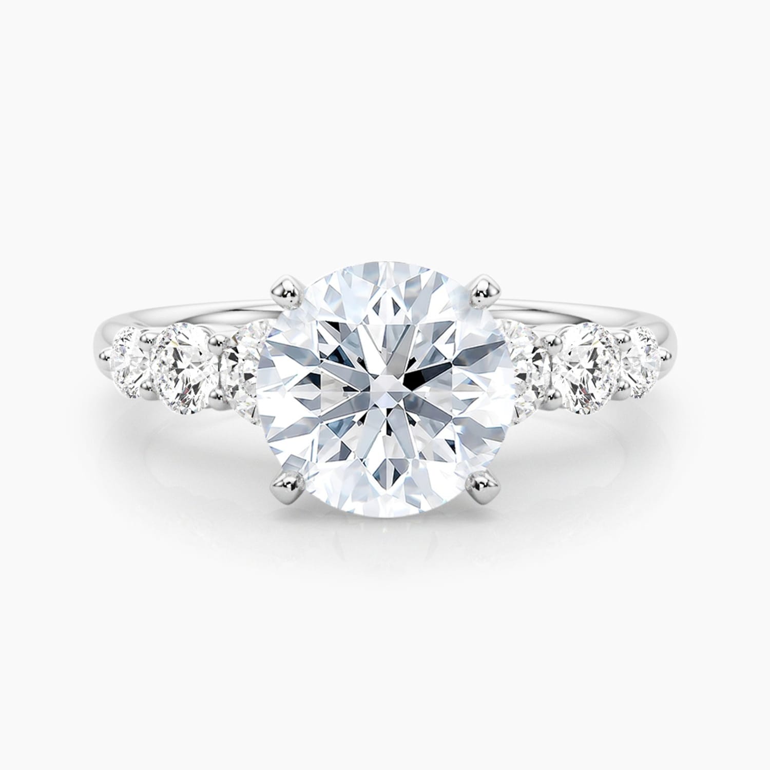 Auriya 14K Gold Lab Grown Diamond Round Tapered Trilogy Accent Engagement Ring 1.62 - 5.62ct. tw. (E-F, VS)