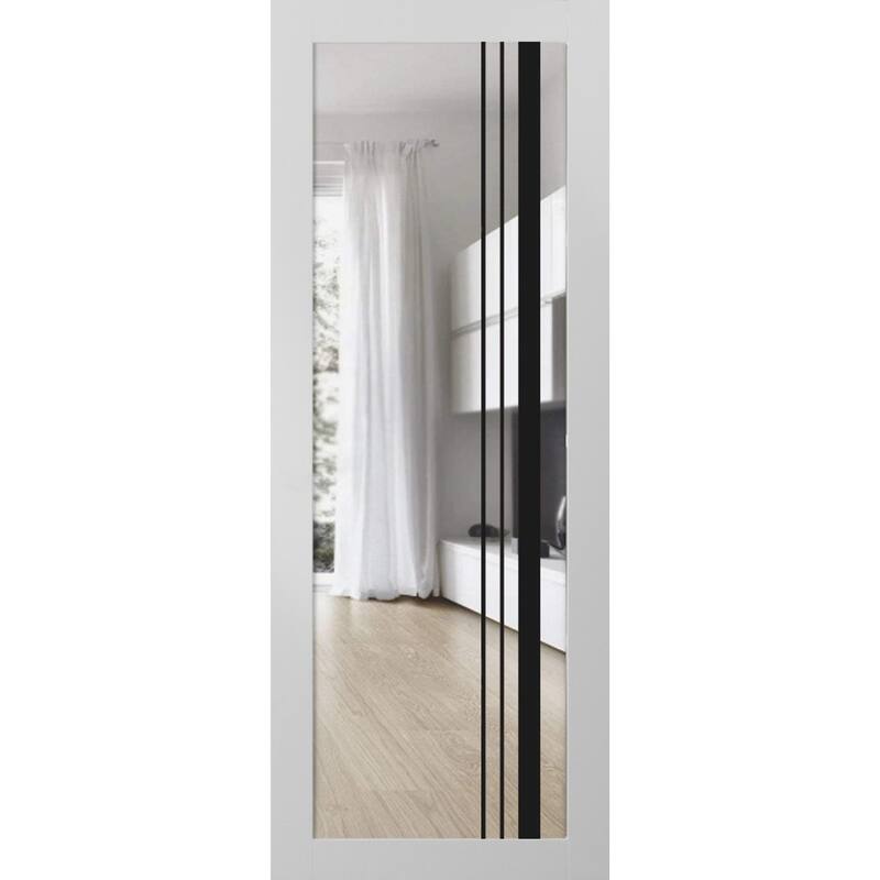 Slab Barn Door Panel 18x80 Lucia 2566 White Silk Sturdy Finished - White - 32" x 84"