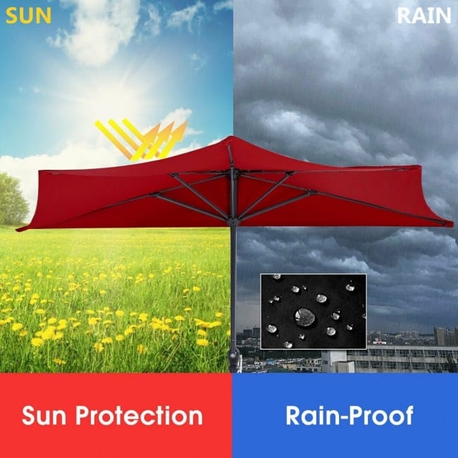 9' Half Round Patio Umbrella Sunshade