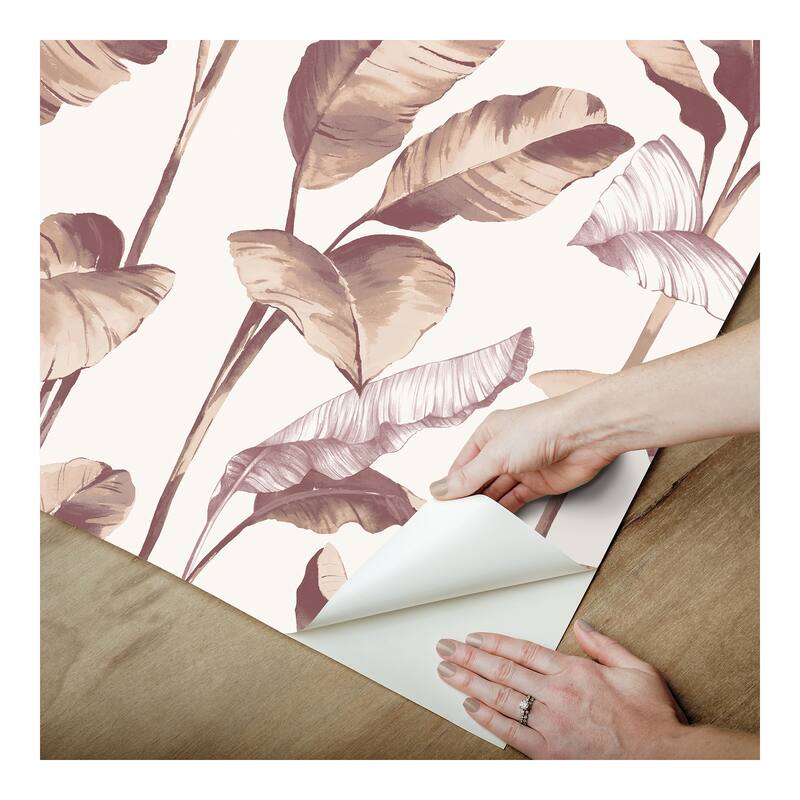 Mauve Banana Leaf Peel & Stick Wallpaper