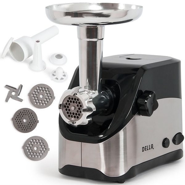 Della 2000W Electric Meat Grinder 2-Speed, Reversible, w/ Blade, 3 Plates, Stuffing Tube, & Kubbe Attachment Set