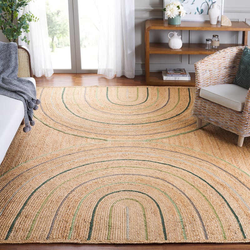 SAFAVIEH Natural Fiber Nobie Casual Jute Rug - 8' x 10' - Natural/Green