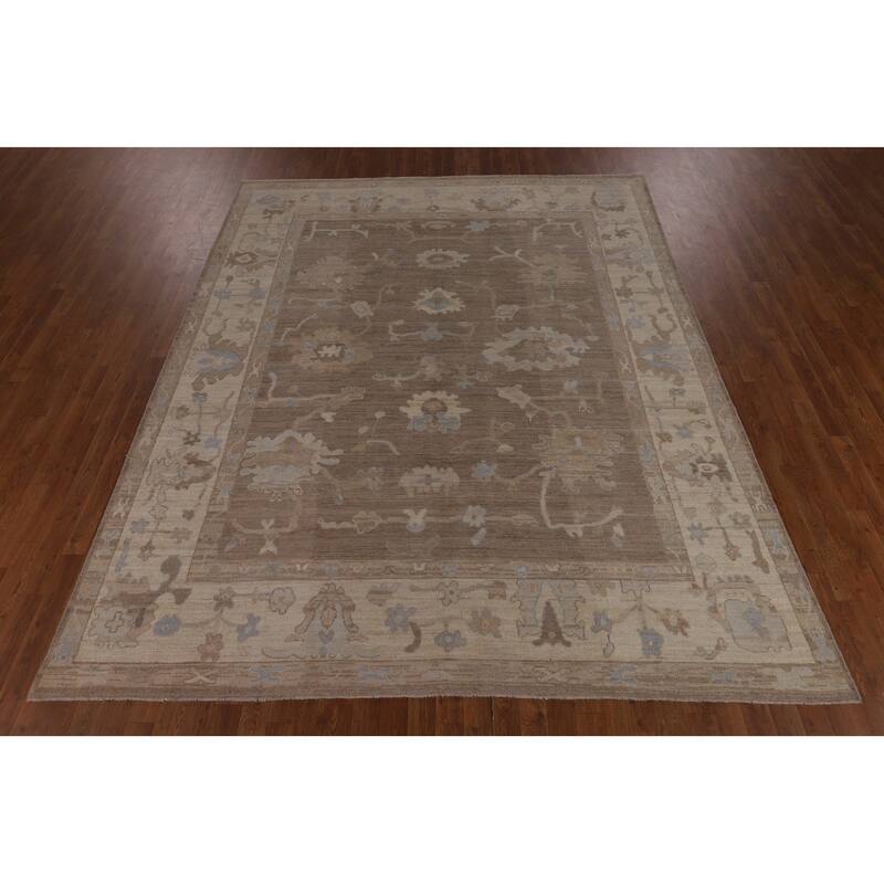 Vegetable Dye Brown Oushak Turkish Area Rug Hand-Knotted Wool Carpet - 8'2"x 10'0"