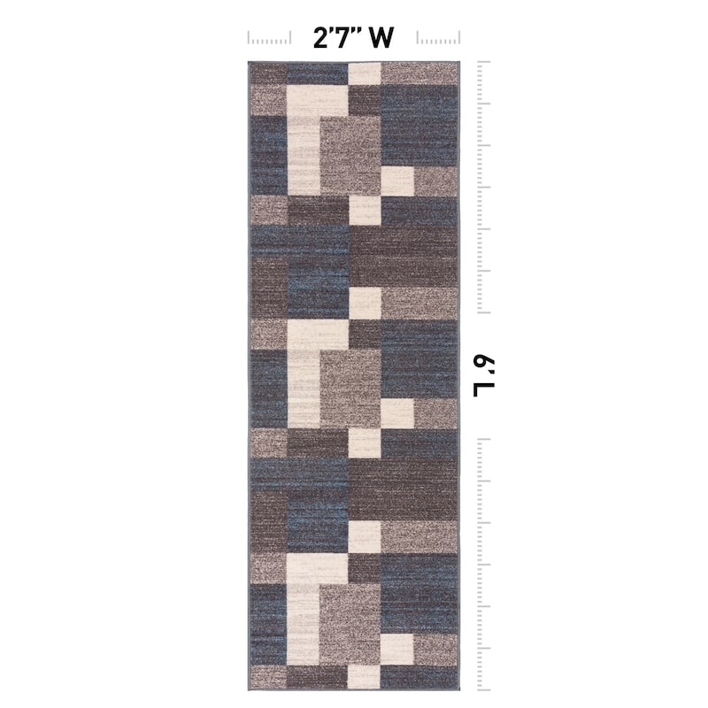World Rug Gallery Modern Boxes Design Non-slip (Non-skid) Area Rug