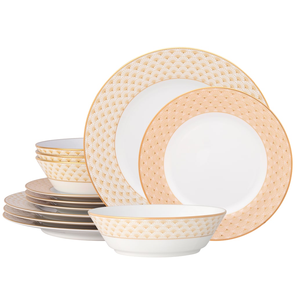 Trocadero Gold 12-Piece Dinnerware Set, Service For 4