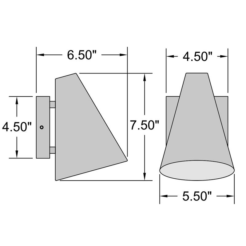 Solano Outdoor LED Wall Mount - Square Backplate - Cone Shade