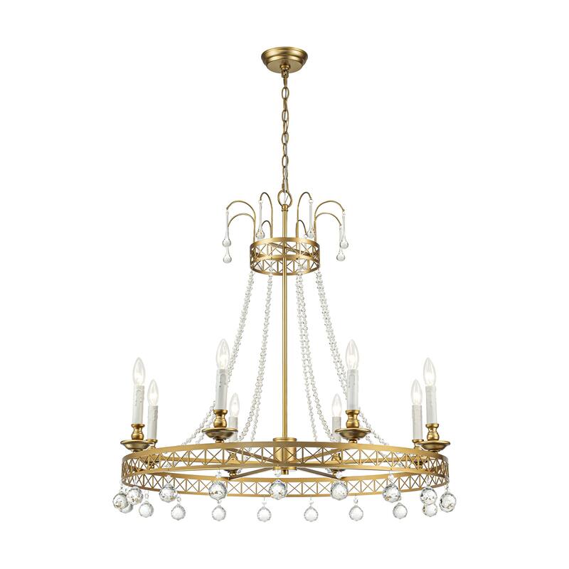 8 - Light Modern Empire Wagon Wheel Chandelier - 33.5 in. W x 114.2 in. H
