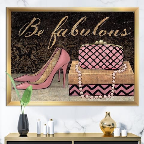 Designart "Gold Fabulous Life Style III" Fashion Framed Art Print