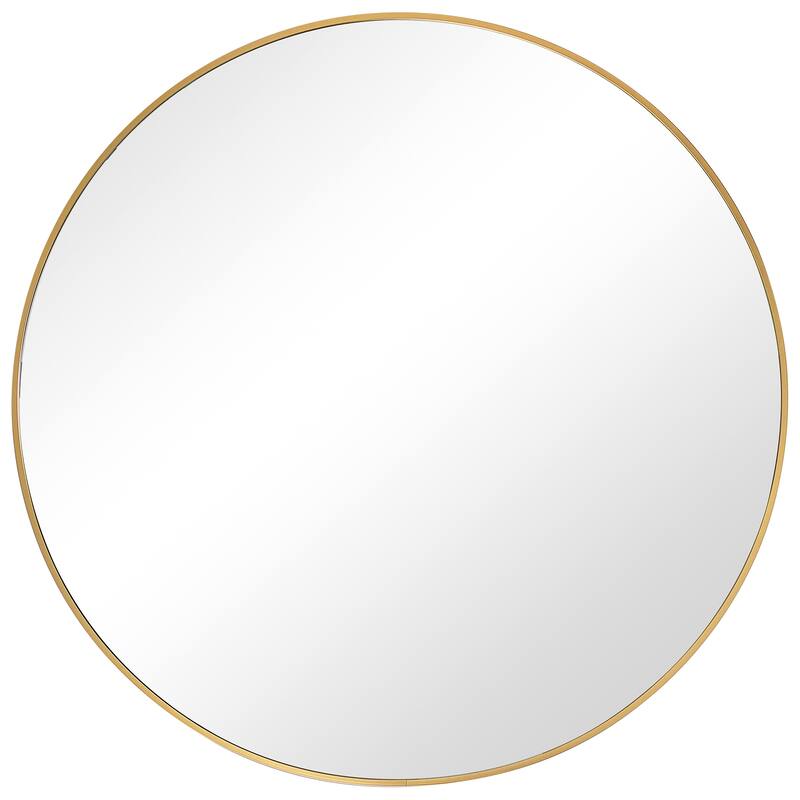 Copper Grove Aluminum Thin-framed Round Mirror - Brushed Gold
