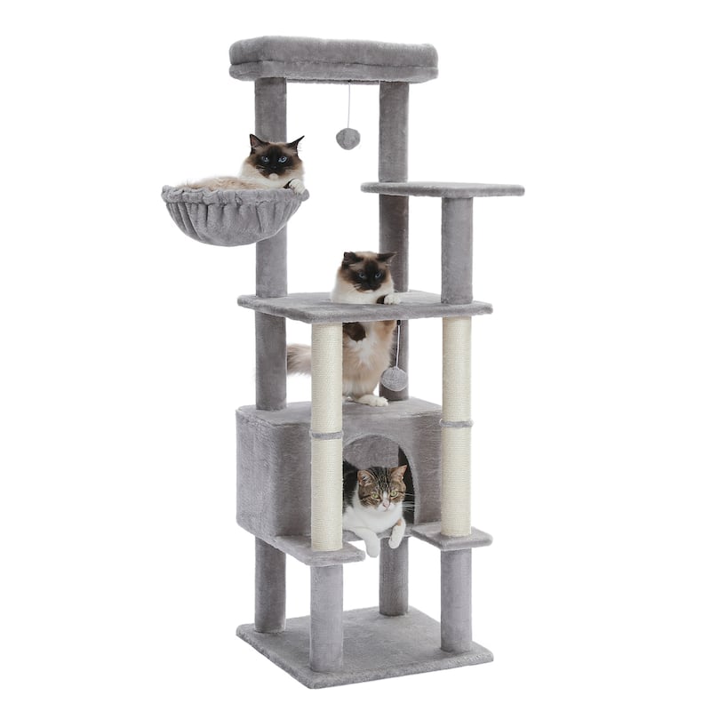55" Plush Sisal Scratching Posts Indoor Cat Tree