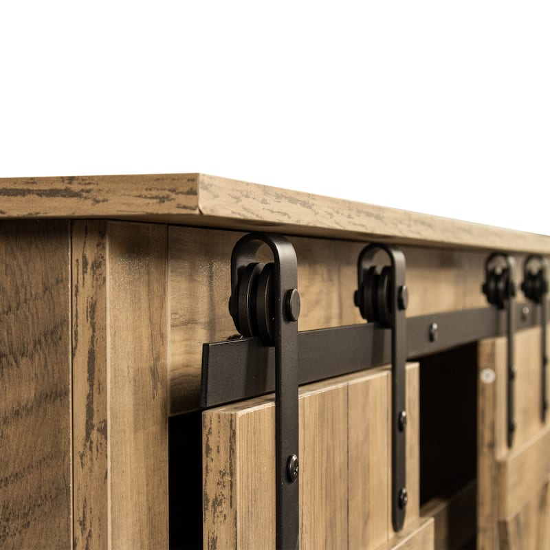 54" Farmhouse Sliding Barn Door TV Stand - 54 inches in width