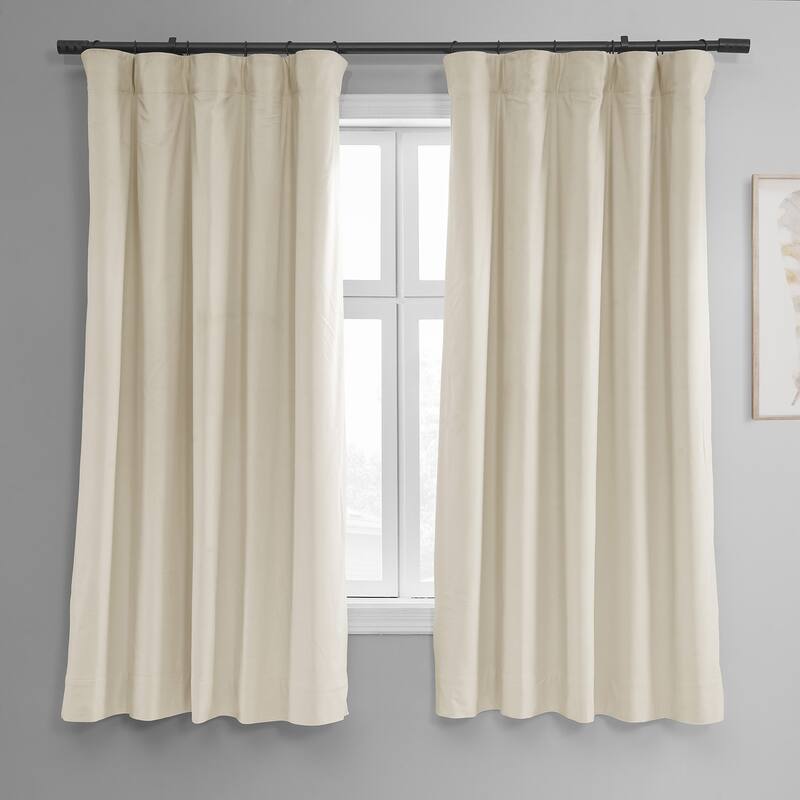 Exclusive Fabrics Signature Blackout Velvet Curtain 63 Inches Long (1 Panel) - 50 x 63 - Off White
