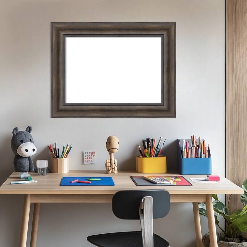 Amanti Art Rustic Pine Black Framed Dry Erase Magnetic Board