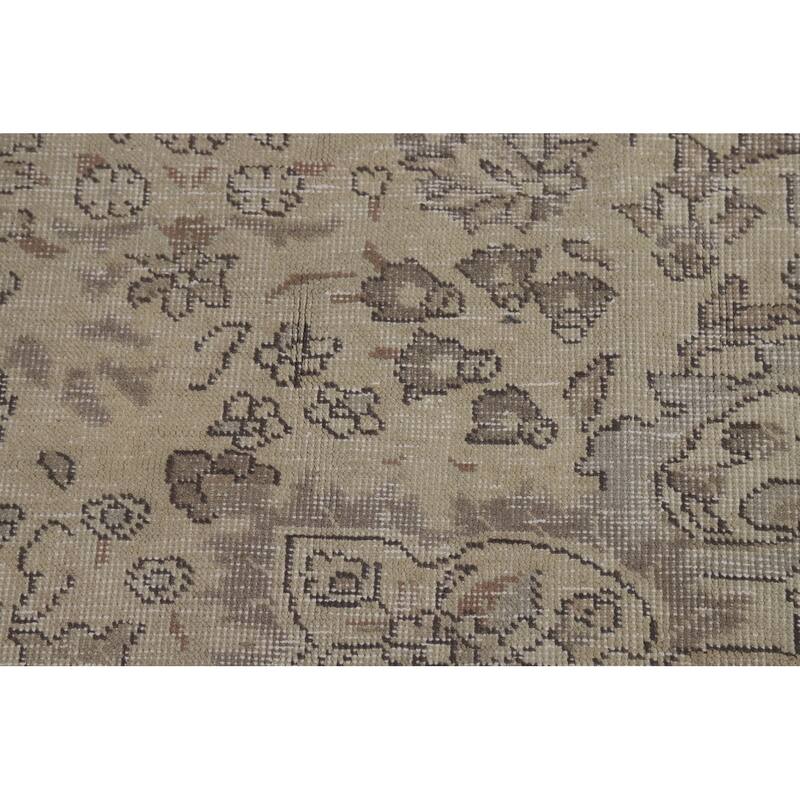Distressed Tabriz Persian Vintage Rug Hand-Knotted Wool Carpet - 8'4" x 10'10"