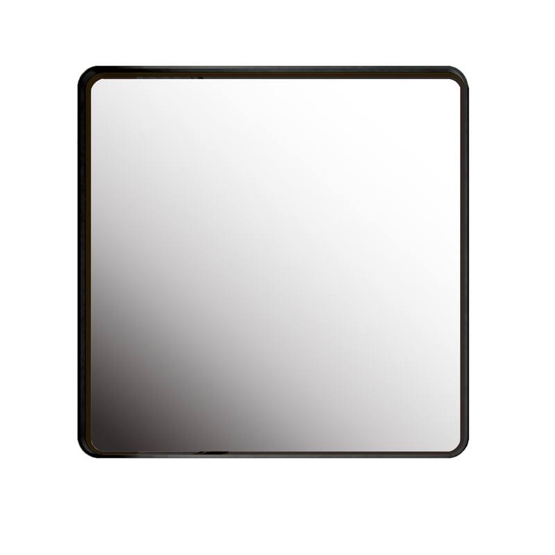 GDF Studio - Rosita 36 Inch Square Metal Framed Wall Mirror - Black